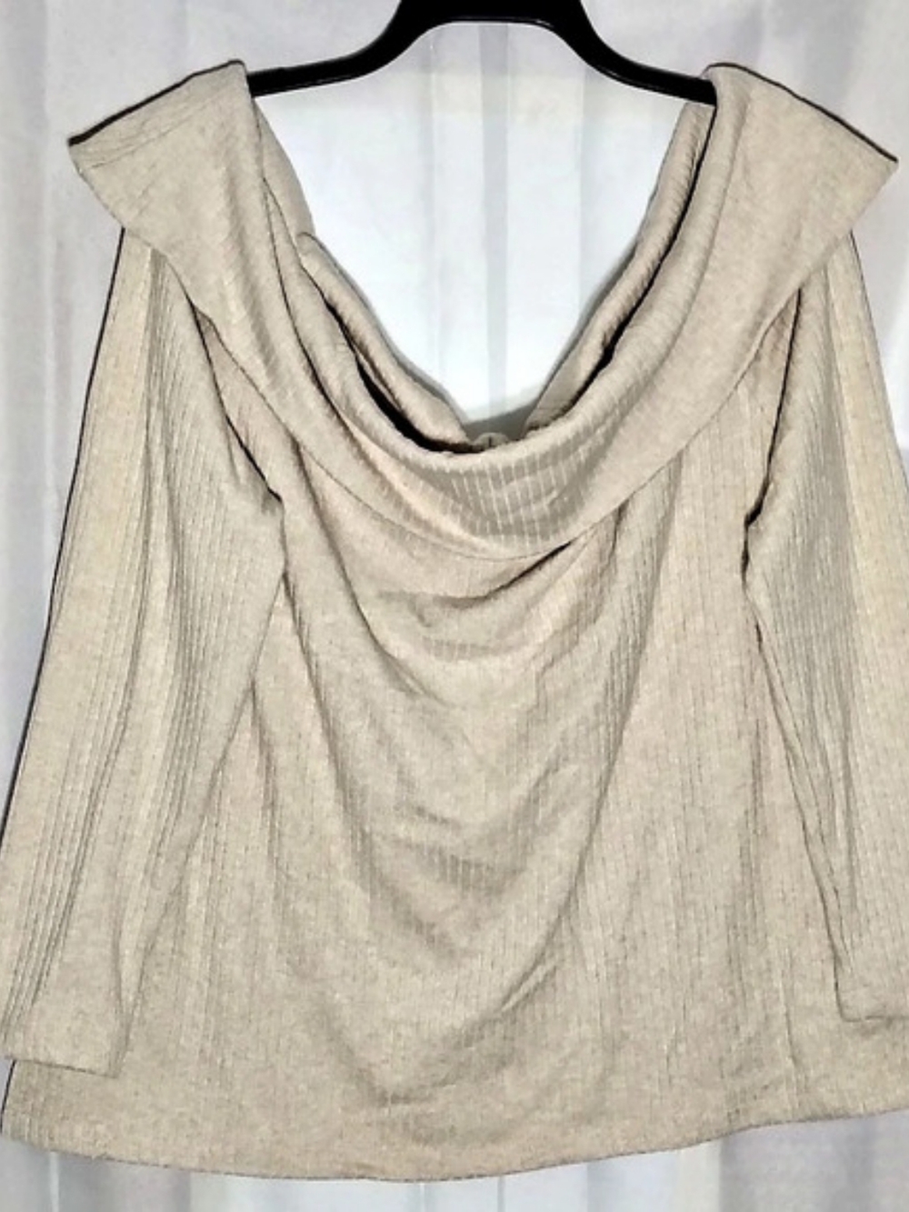 nine britton Ribbed Cowl Neck Tunic Beige Size 3X Like New
